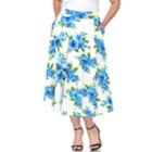 Plus Size White Mark Pleated Midi Skirt, Women's, Size: 2xl, Blue