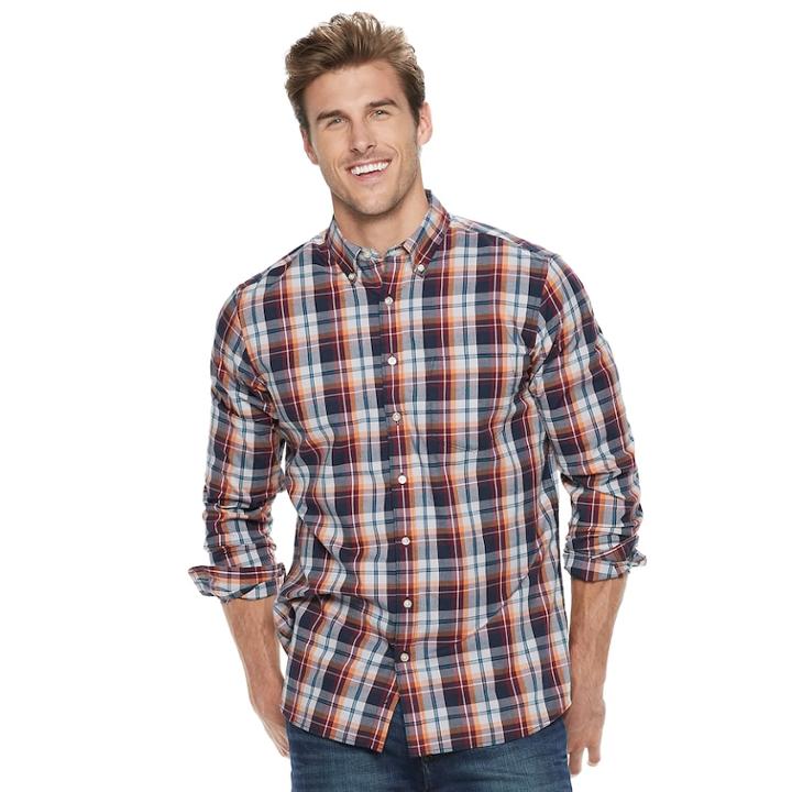 Big & Tall Sonoma Goods For Life™ Flexwear Poplin Button-down Shirt, Men's, Size: Xxl Tall, Light Grey