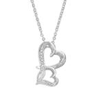 Silver Expressions By Larocks Crystal Sisters Heart Pendant, Women's, Grey