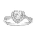 Primrose Sterling Silver Cubic Zirconia Heart Halo Twist Ring, Women's, Size: 8, White