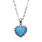 Sterling Silver Simulated Blue Opal Heart Pendant, Women's