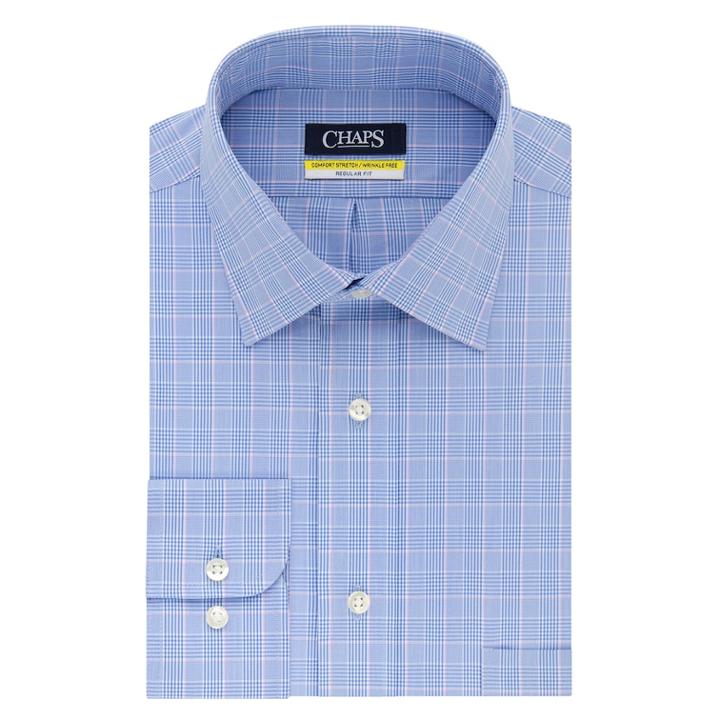 Men's Chaps Regular Fit Comfort Stretch Spread Collar Dress Shirt, Size: 16.5-34/35, Blue