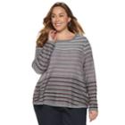 Plus Size Croft & Barrow&reg; Curved Hem Sweater, Women's, Size: 2xl, Med Grey