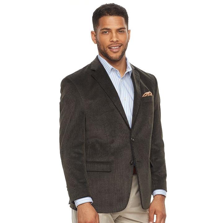 Big & Tall Chaps Slim-fit Corduroy Stretch Sport Coat, Men's, Size: 42 Xlt, Grey