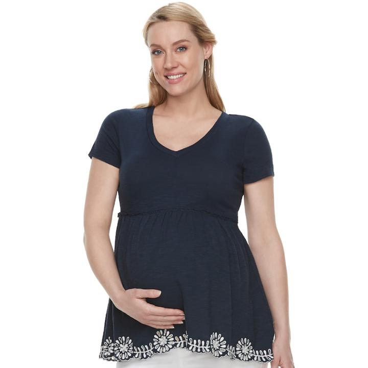Maternity A:glow Peplum Tee, Women's, Size: Xxl-mat, Dark Blue