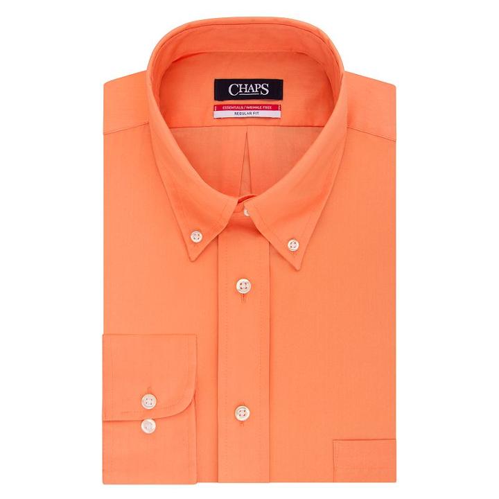 Men's Chaps Regular-fit Wrinkle-free Herringbone Dress Shirt, Size: 2x-36/37, Orange