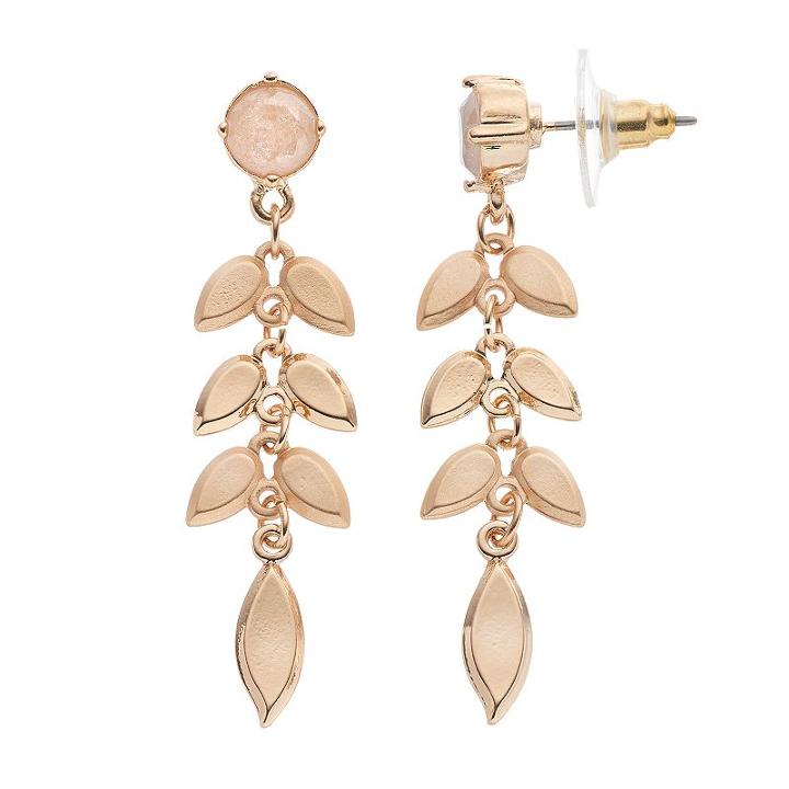 Lc Lauren Conrad Leafy Vine Nickel Free Drop Earrings, Women's, Lt Brown