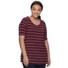 Juniors' Plus Size So&reg; Elbow Sleeve Tunic Tee, Teens, Size: 1xl, Dark Pink