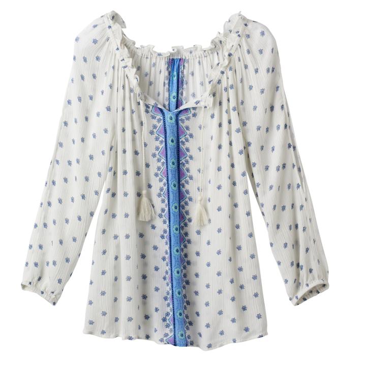 Girls 7-16 Mudd&reg; 3/4-length Cold Shoulder Embroidered Peasant Top, Size: 7-8, White Oth