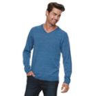 Men Apt. 9&reg; Wool-blend Merino V-neck Sweater, Size: Large, Med Blue