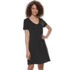 Juniors' Mudd&reg; Cupro Short Sleeve Dress, Teens, Size: Small, Black