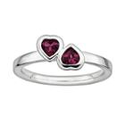 Stacks And Stones Sterling Silver Rhodolite Garnet Heart Stack Ring, Women's, Size: 5, Red