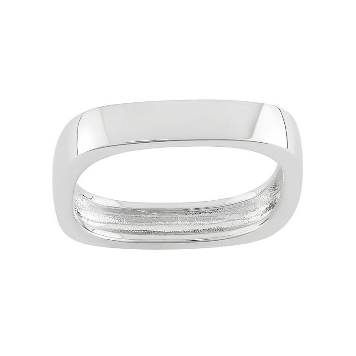 Sterling Silver Square Ring, Women's, Size: 6, Grey