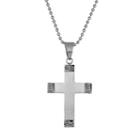 Stainless Steel Cross Pendant Necklace - Men, Silver