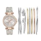 Women's Crystal Watch & Bangle Bracelet Set, Size: Medium, Grey
