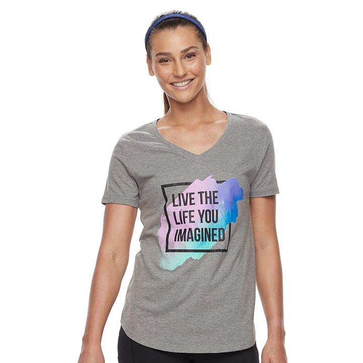 Women's Tek Gear® Dry Tek V-neck Tee, Size: M Tall, Turquoise/blue (turq/aqua)