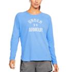 Women's Under Armour Tri-blend Long Sleeve Graphic Tee, Size: Xs, Mako Blue Chalk Blue