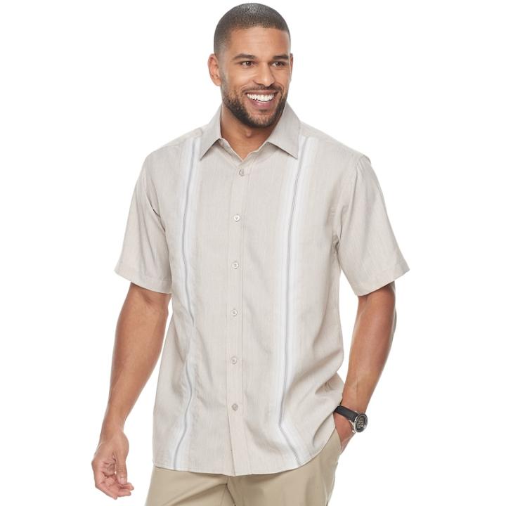 Men's Haggar Classic-fit Plaid Easy-care Button-down Shirt, Size: Small, Brown