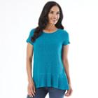Women's Ab Studio Ribbed Flounce Tee, Size: Regular, Turquoise/blue (turq/aqua)
