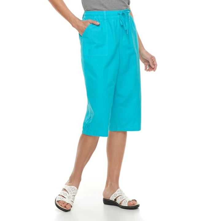 Women's Gloria Vanderbilt Lillith Sheeting Skimmer Capris, Size: Large, Med Green
