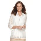 Women's Alfred Dunner Studio 3-pc. Sheer Blouse & Necklace Set, Size: 18, White
