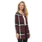Women's Elle&trade; Print Open-front Long Cardigan Jacket, Size: Large, Red