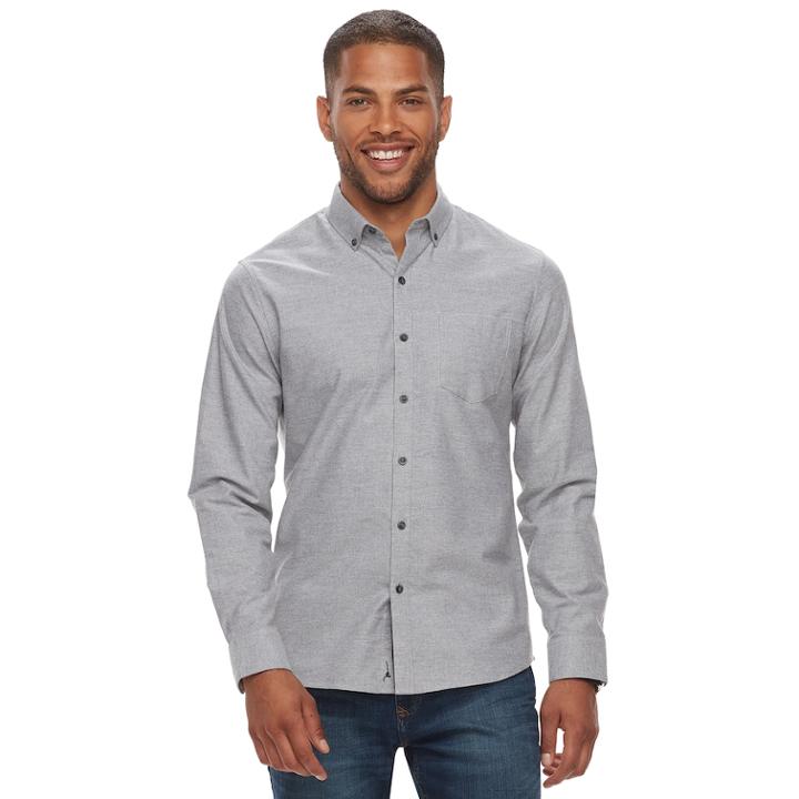 Men's Marc Anthony Slim-fit Solid Stretch Woven Button-down Shirt, Size: Xxl, Med Grey