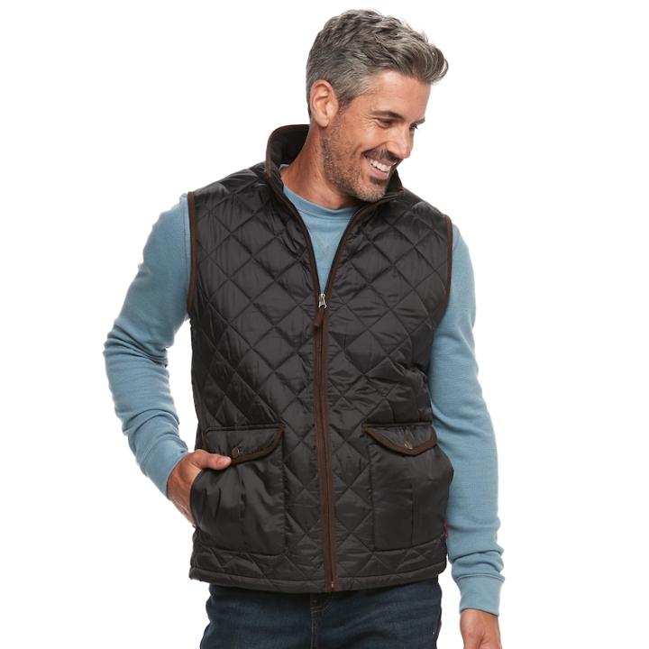 Men's Caribbean Joe Fleece-lined Quilted Vest, Size: Xl, Black