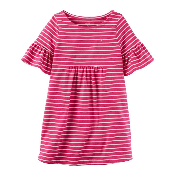 Girls 4-8 Carter's Striped Bell Sleeve Dress, Size: 6x, Pink And White Stripe