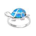 Journee Collection Simulated Opal Sterling Silver Turtle Ring, Women's, Size: 6, Blue