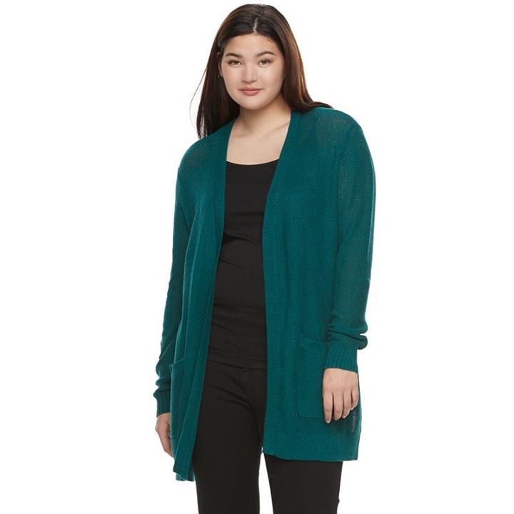 Juniors' Plus Size So&reg; Solid Boyfriend Cardigan, Teens, Size: 2xl, Med Green