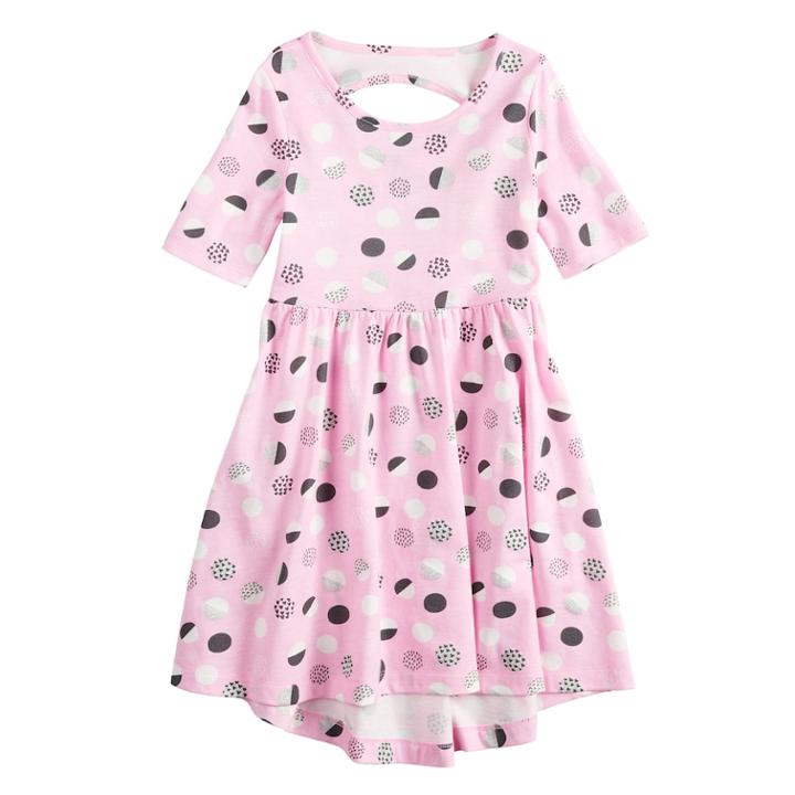 Girls 4-10 Jumping Beans&reg; Elbow Sleeve Printed Dress, Size: 6, Light Pink
