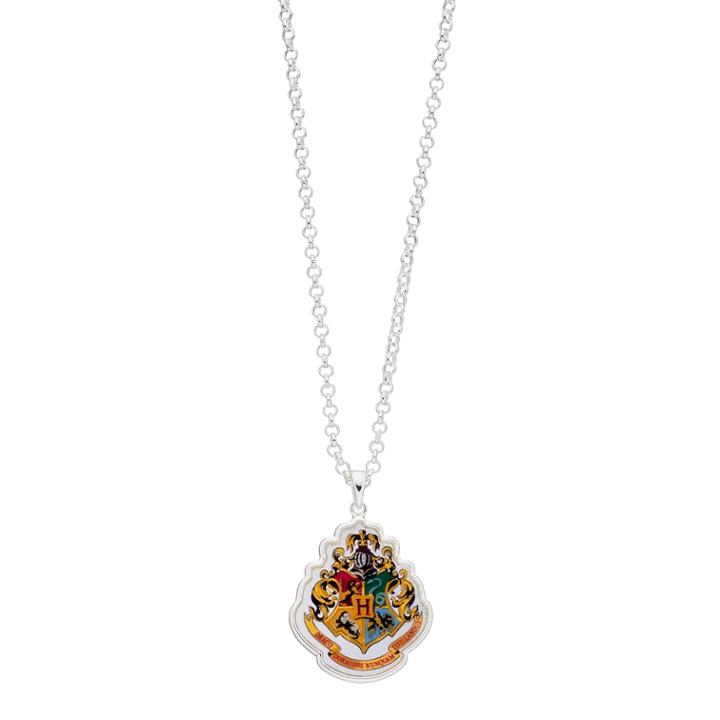 Harry Potter Silver Plated Hogwarts Crest Pendant Necklace, Women's