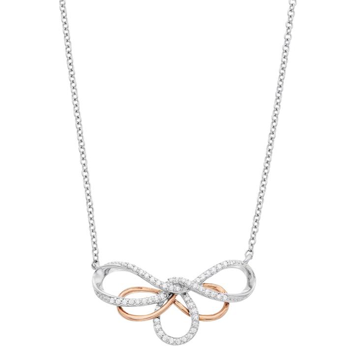 Simply Vera Vera Wang Two Tone Sterling Silver 1/10 Carat T.w. Diamond Swirl Necklace, Women's, White