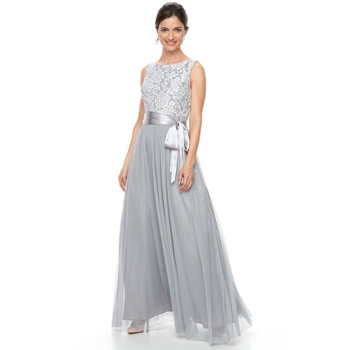 Women's Jessica Howard Tulle & Lace Evening Gown, Size: 8, Grey Other
