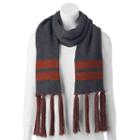 Muk Luks Striped Fringe Scarf, Women's, Grey