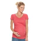 Maternity A:glow Essential Ruched V-neck Tee, Women's, Size: Xxl-mat, Med Red