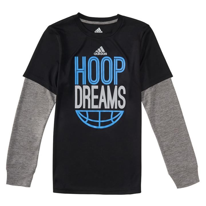 Boys 4-7x Adidas Hoop Dreams Basketball Mock Layer Tee, Size: 7, Black