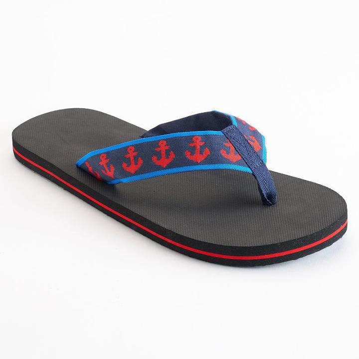 Men's Nautical Flip-flops, Size: Xl, Blue