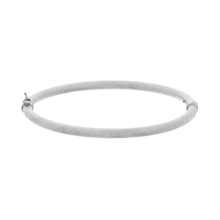 Platinum Over Silver Textured Bangle Bracelet, Women's, Size: 7, Grey