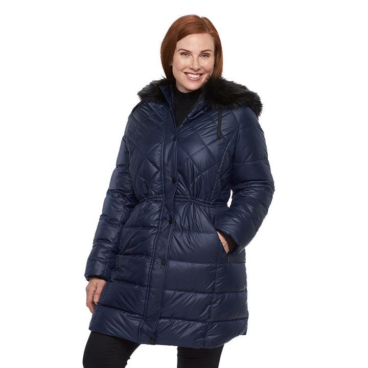 Plus Size Apt. 9&reg; Hooded Anorak Puffer Jacket, Women's, Size: 3xl, Blue