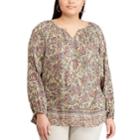 Plus Size Chaps Floral Blouse, Women's, Size: 2xl, Lt Beige
