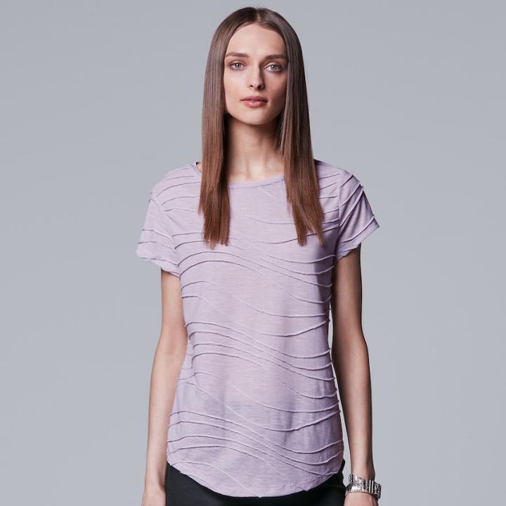 Women's Simply Vera Vera Wang Essential Windy Jacquard Tee, Size: Xl, Lt Purple