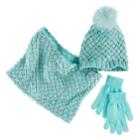 Girls 4-16 Solid Cable Knit Beanie, Scarf & Gloves Set, Multicolor