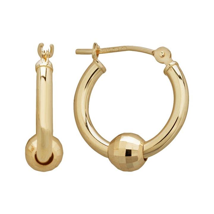 Everlasting Gold 14k Gold Bead Hoop Earrings, Women's, Yellow