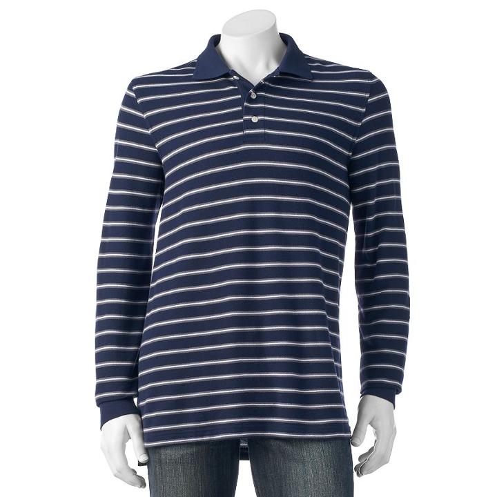 Men's Croft & Barrow&reg; Classic-fit Yarn-dyed Striped Polo, Size: Xl, Dark Blue