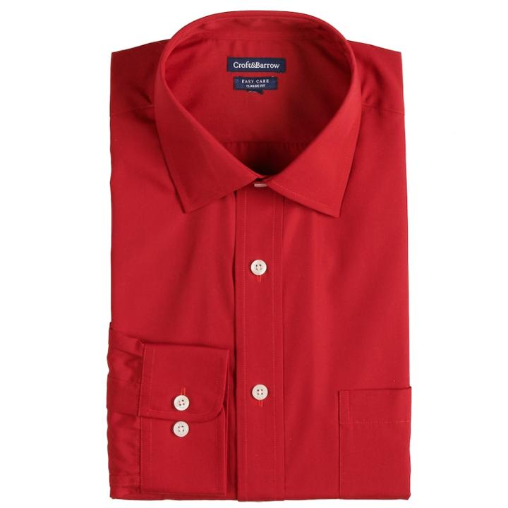 Men's Croft & Barrow&reg; Regular-fit Easy-care Spread-collar Dress Shirt, Size: 17.5 36/37, Med Red