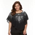 Plus Size Ab Studio Foiled Chiffon Popover Top, Women's, Size: 1xl, Ovrfl Oth