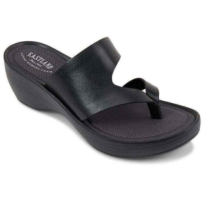 Eastland Laurel Women's Thong Wedge Sandals, Size: Medium (10), Black