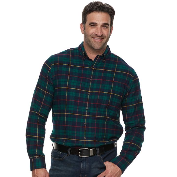 Big & Tall Croft & Barrow&reg; Regular-fit Flannel Woven Button-down Shirt, Men's, Size: Xl Tall, Blue